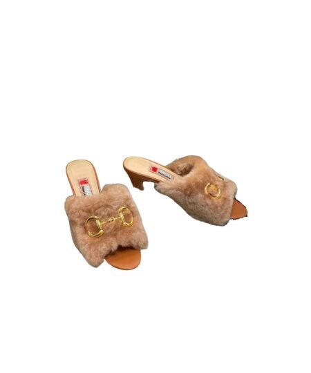 Gucci Horsebit Slide Sandal With Fur Brown For Women