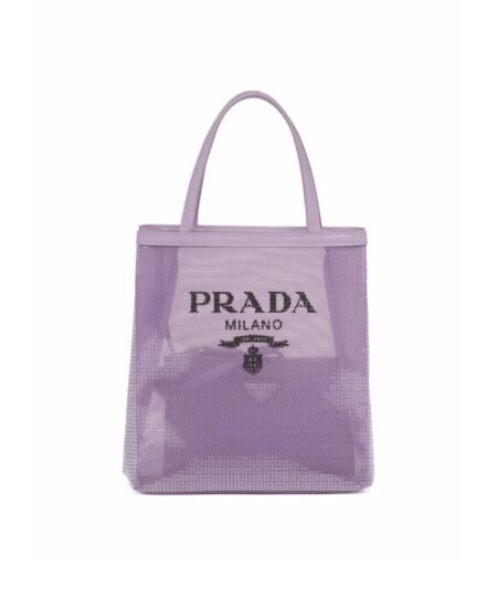 Prada Logo-Print Sequin-Embellished Mini Bag Purple For Women 1BG417VOOO2D0A