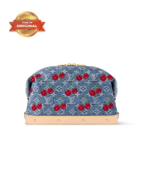 [True-to-ORIGINAL] Louis Vuitton LV x TM Cosmetic Pouch GM Cherry Denim For Women 10.6in/27cm M13893