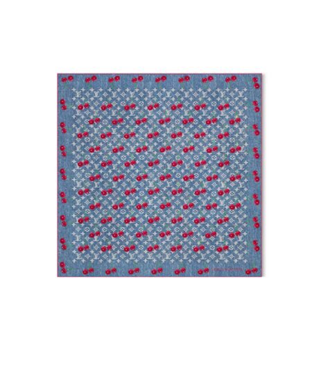 Louis Vuitton LV x TM Denim Cerise Square 90 Blue For Women 35.4in/90cm M96389