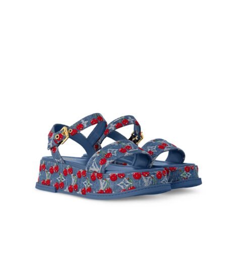 Louis Vuitton LV x TM Maya Platform Sandal Blue For Women 1AHNYB