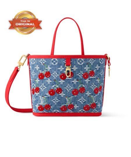 [True-to-ORIGINAL] Louis Vuitton LV x TM Neverfull Inside Out BB Cherry Denim For Women 10.4in/26cm M14997
