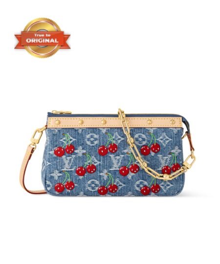 [True-to-ORIGINAL] Louis Vuitton LV x TM Pochette Accessoires Cherry Denim For Women 8.7in/22cm M13994