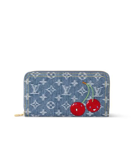 Louis Vuitton LV x TM Zippy Wallet Cherry Denim For Women 7.7in/19.5cm M23161
