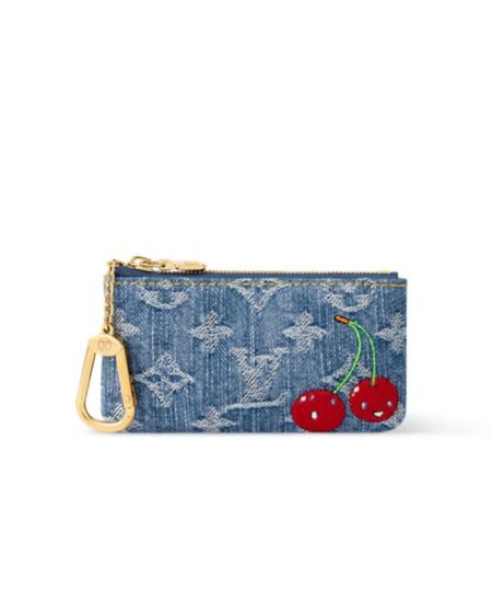 Louis Vuitton LV x TM Key Pouch Cherry Denim For Women 4.7in/12cm M14938