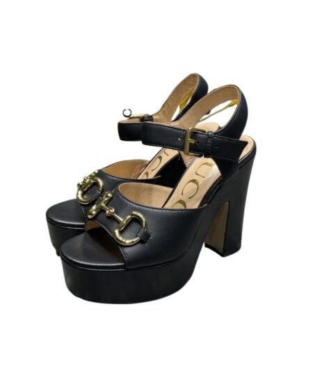 Gucci Platform Sandal With Horsebit Black For Women 674776 BKO00 1000