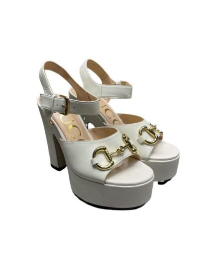 Gucci Platform Sandal With Horsebit White For Women 674776 BKO00 9049