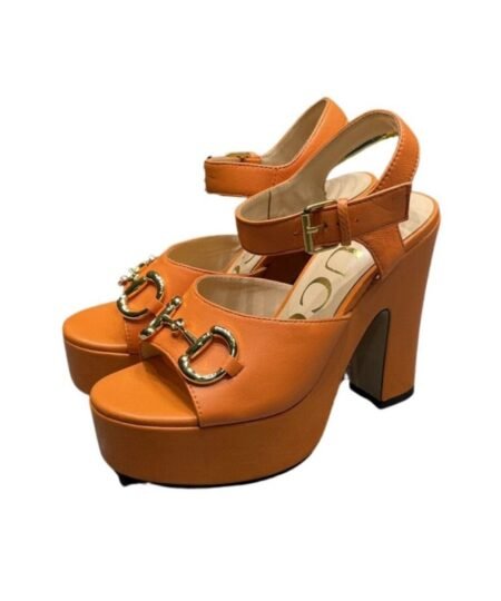 Gucci Platform Sandal With Horsebit Orange For Women