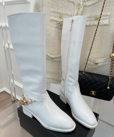 Chanel Women’s High Boots With Decor White For Women 1.5in/ 4cm