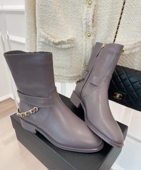 Chanel Women’s Ankle Boots With Chain Light Violet For Women 1.5in/4cm