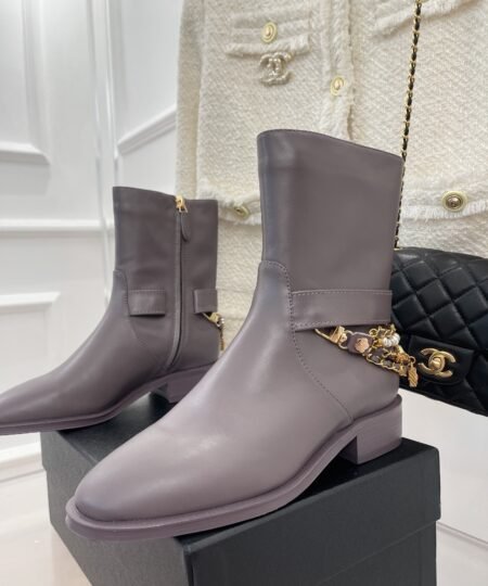 Chanel Women’s Ankle Boots With Decor Light Violet For Women 1.5in/ 4cm