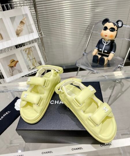 Chanel Women’s Sandals With Chanel Logo Yellow For Women