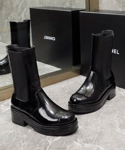 Chanel Women’s Ankle Boots Bright Black For Women 1.6in/4cm