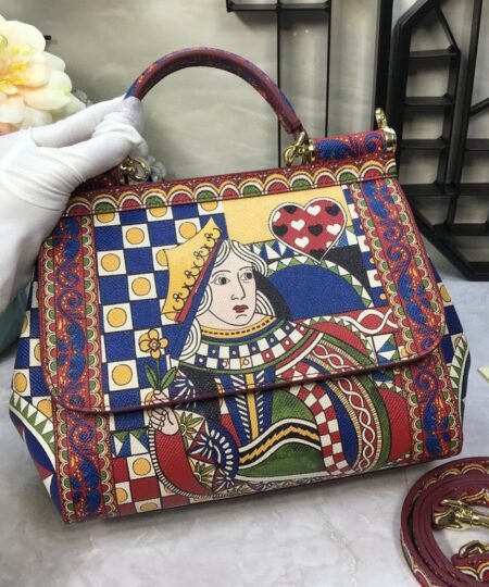 Dolce & Gabbana 90s Sicily Bag With Logo Print Multicolor For Women 10.2in/26cm DG