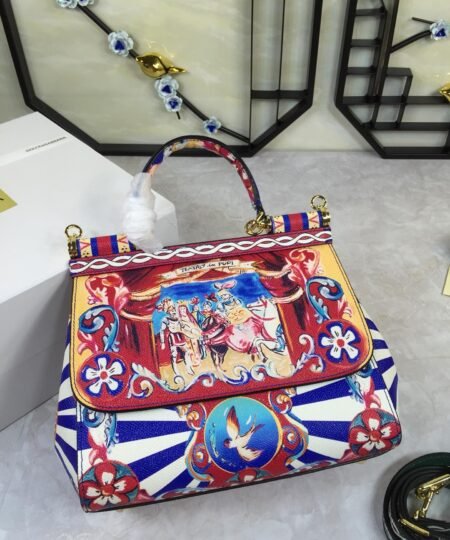 Dolce & Gabbana 90s Sicily Bag With Logo Print Multicolor For Women 10.2in/26cm DG