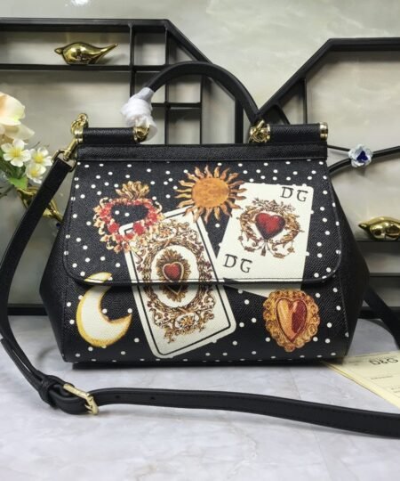 Dolce & Gabbana 90s Sicily Bag With Logo Print Multicolor For Women 10.2in/26cm DG