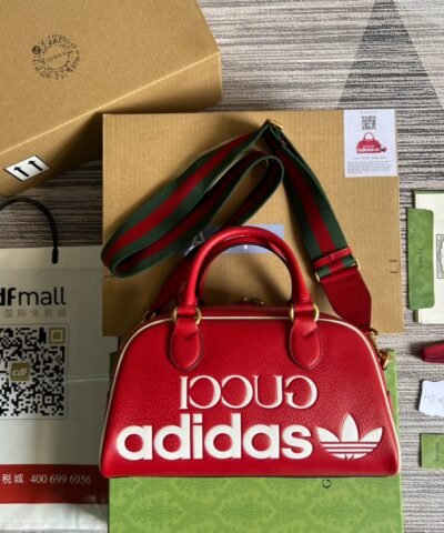 Gucci x Adidas Mini Duffle Bag Red 12.4in/32cm GG 702397 U3ZCT 6563
