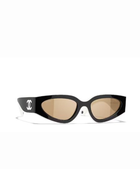 Chanel Rectangular Sporty Sunglasses Black & White