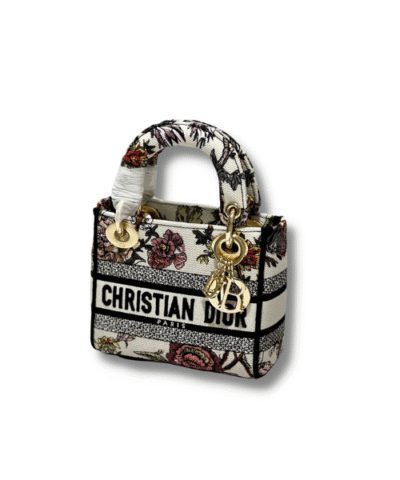 Dior Mini Lady D-Lite Bag White/Black For Women 6.5in/17cm