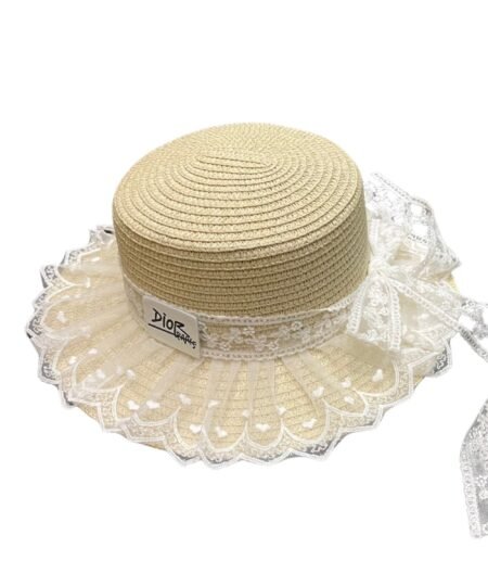 Alternative view of Dior Paris Lace-Trimmed Boater Hat Natural Beige For Women