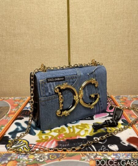 Alternative view of Dolce & Gabbana Girls Bag In Patchwork Denim And Plain Blue For Women 8.3in/21cm