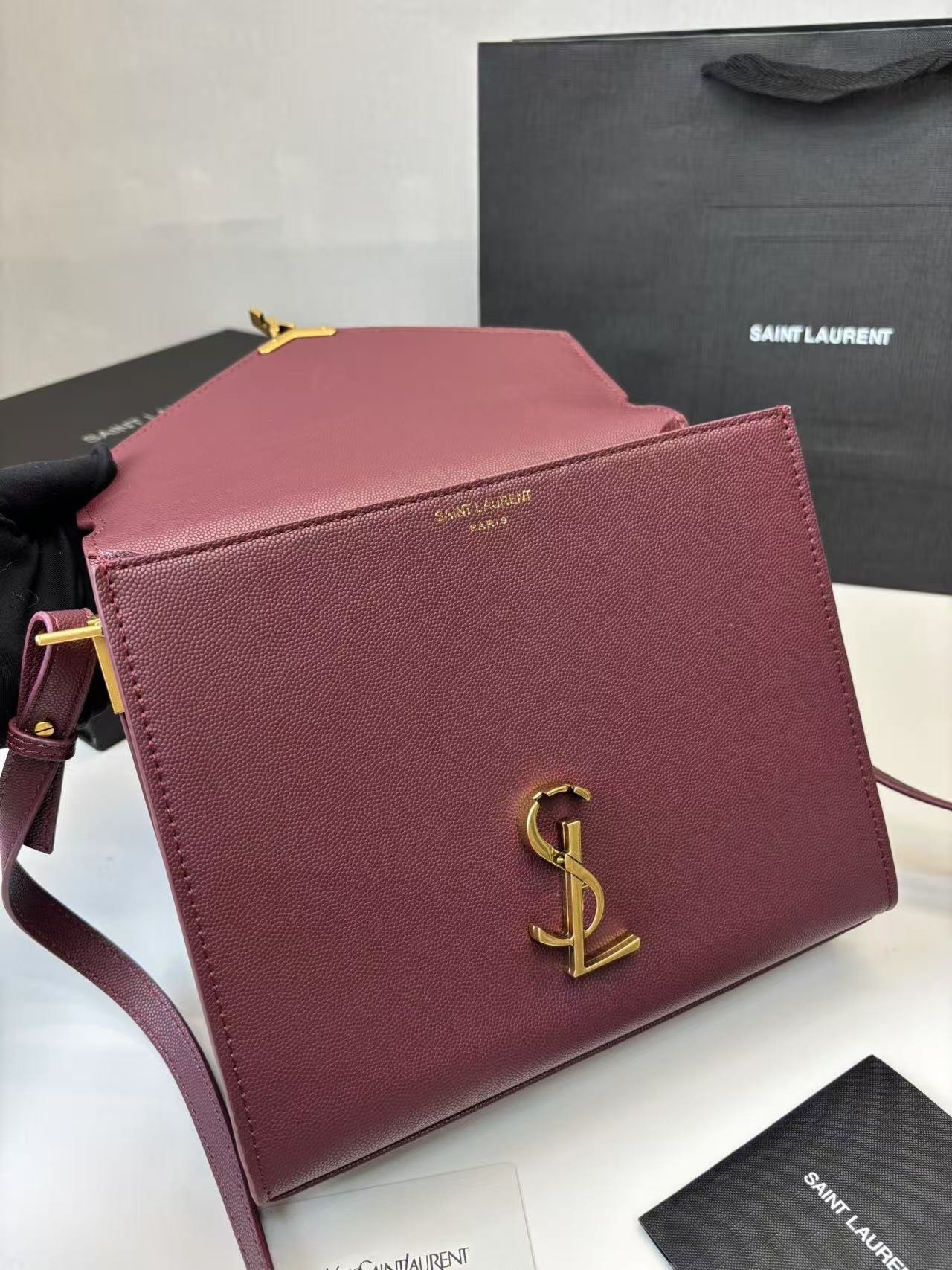 Saint Laurent Cassandra Medium Top Handle Bag Deep Burgundy For Women 9.6in/24.5cm YSL - Image 2