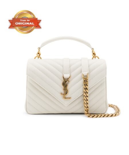 [True-to-ORIGINAL] Saint Laurent College Medium Chain Bag White Gold Toned Hardware For Women 9.4in/24cm 600279BRM079207