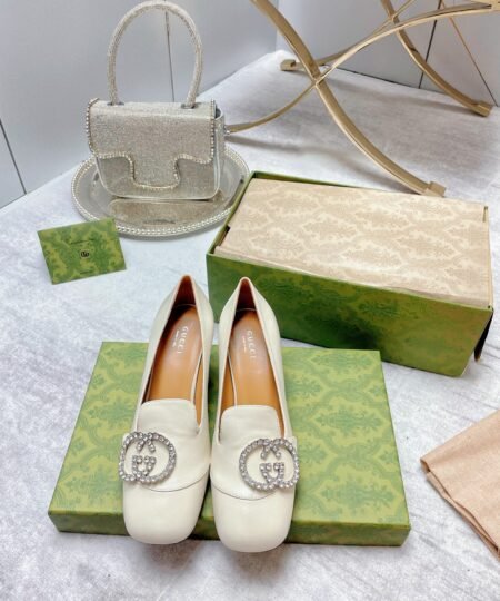 Gucci Women’s Mid-Heel Pump With GG Logo White For Women GG