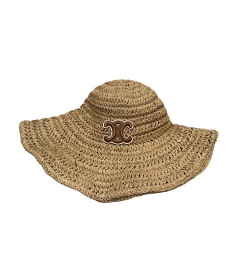 Celine Wide Brim Straw Hat Raffia Brown For Women 57cm/22.4in