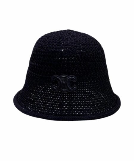 Celine Triomphe Bucket Hat In Raffia Black For Women 57cm/22.4in