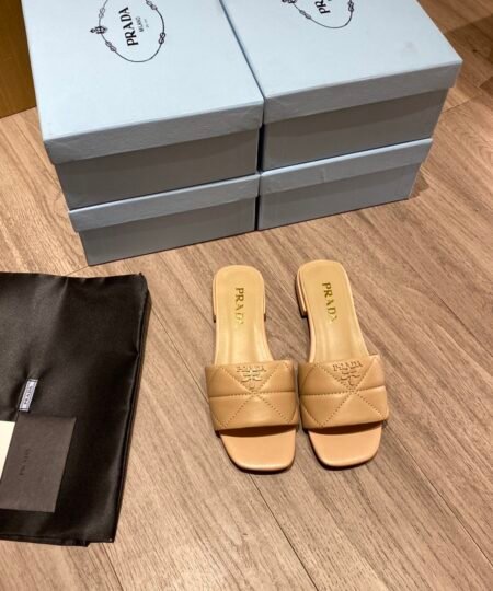 Prada Quilted Nappa Sabots Brown For Women 0.4in/10mm PRD 1XX583_038_F0F24_F_B010