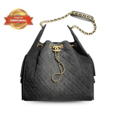 [True-to-ORIGINAL] Chanel 25 Medium Handbag Denim Black For Women 11.8in/30cm AS5311-B20520-U0725