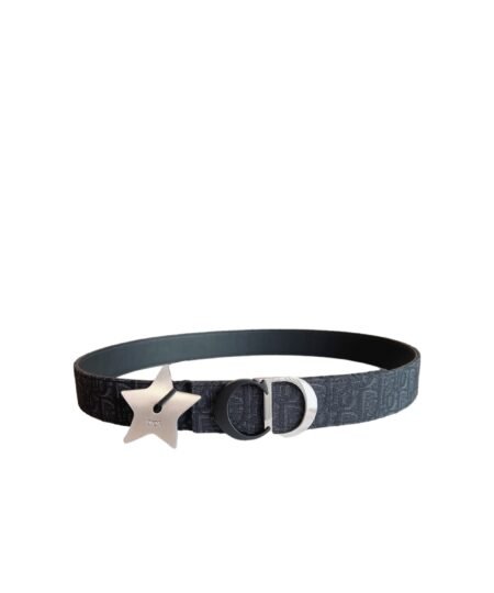 Dior Oblique Canvas 35mm Belt Navy With Star Charm