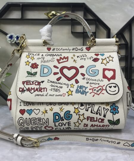 Dolce & Gabbana Medium Sicily Handbag Unique Print Motifs Muticolour For Women 10.2in/26cm DG