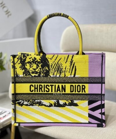 Christian Dior Medium Dior Book Tote Yellow And Pink, For Women, Women’s Handbags 14in/36cm CD