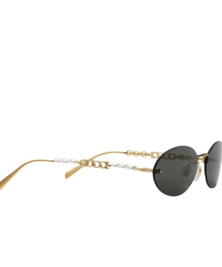 Alternative view of Gucci Oval Frame Sunglasses Black With Gold Toned Metal Frame