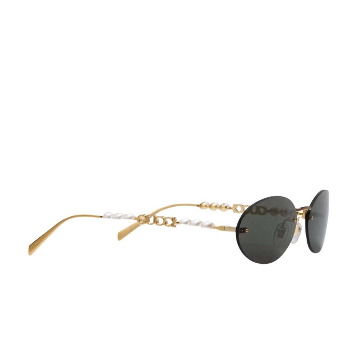 Gucci Oval Frame Sunglasses Black With Gold Toned Metal Frame - Image 2