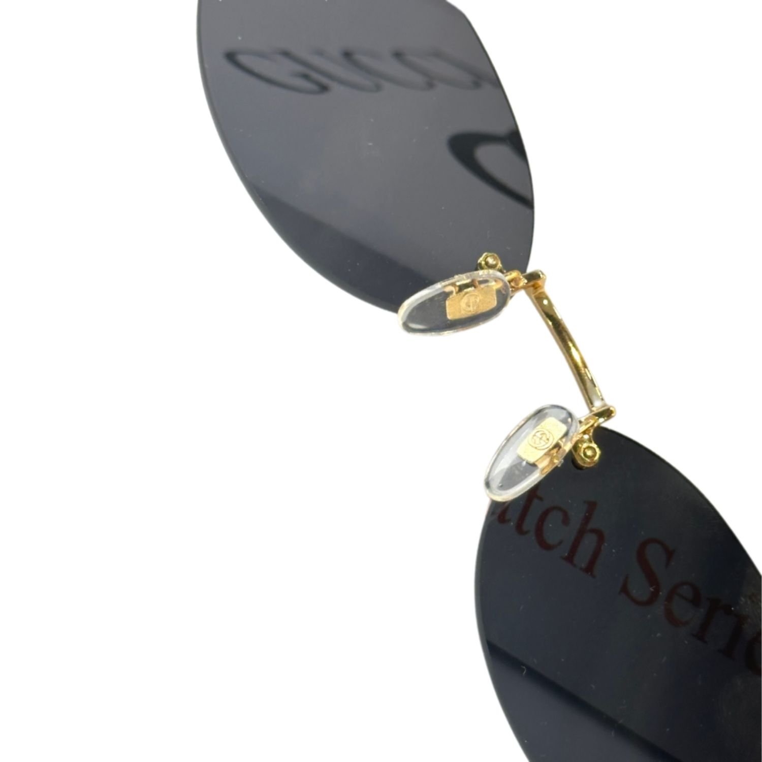 Gucci Oval Frame Sunglasses Black With Gold Toned Metal Frame - Image 5