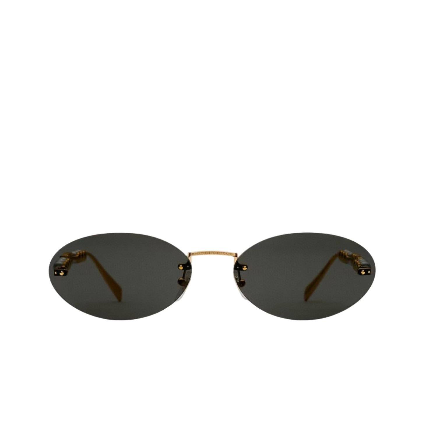 Gucci Oval Frame Sunglasses Black With Gold Toned Metal Frame - Image 7