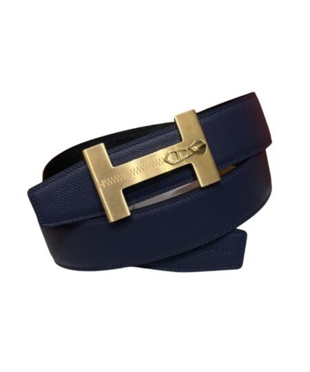 Hermès “H-Zip” 38mm Reversible Belt Navy Blue & Black