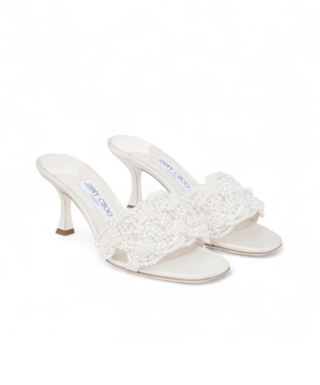 Jimmy Choo Cary Mule 70 Ivory/White For Women CARYMULE70OBD