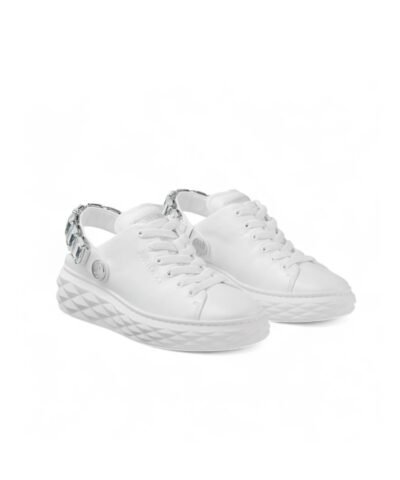 Jimmy Choo Diamond Sling Slipper Trainers White For Women DIAMONDMAXICRYSTALNDL