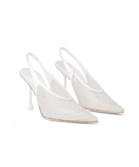Jimmy Choo Isa 95 Crystal Mesh Pumps White For Women ISA95QHS