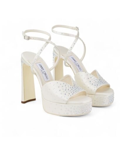 Jimmy Choo Karli Platform 125 Ivory/Crystal For Women KARLIPF125BRZ