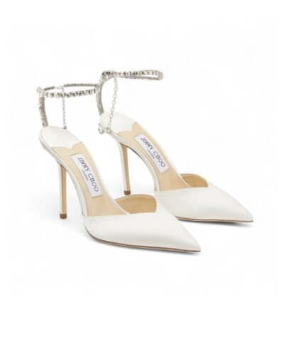 Jimmy Choo Saeda 100 Pumps Ivory For Women SAEDA100BBD