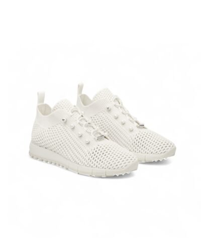 Jimmy Choo Veles Crochet Knit Low-Top Trainers Latte For Women VELESPBT