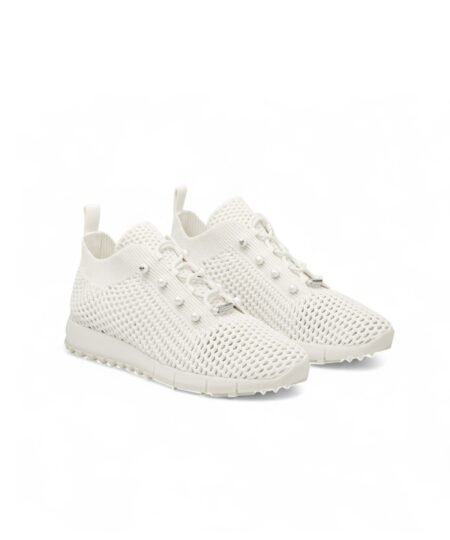 Jimmy Choo Veles Crochet Knit Low-Top Trainers Latte For Women VELESPBT