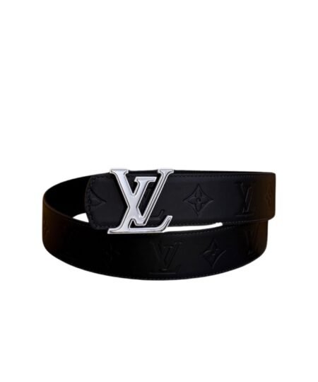 Louis Vuitton 40mm LV Initiales Monogram Embossed Leather Belt Black With Silver Buckle