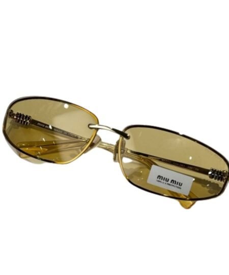 Alternative view of Miu Miu Rectangular Shield Sunglasses Yellow Lens