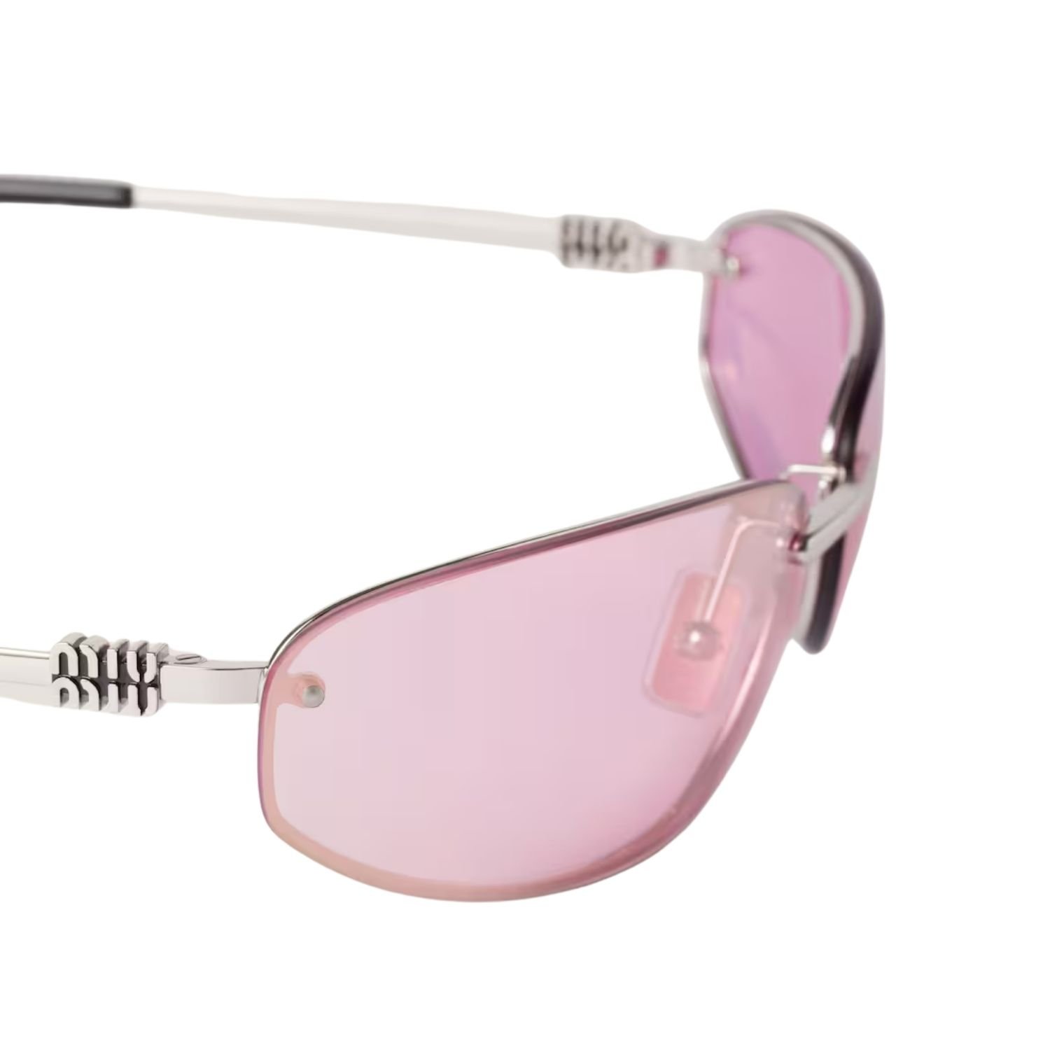 Miu Miu Rimless Aviator Sunglasses Light Pink - Image 3